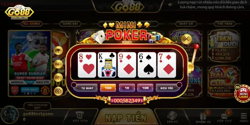 Những điểm nổi bật trong giao diện cũng như tính năng của trò chơi mini poker